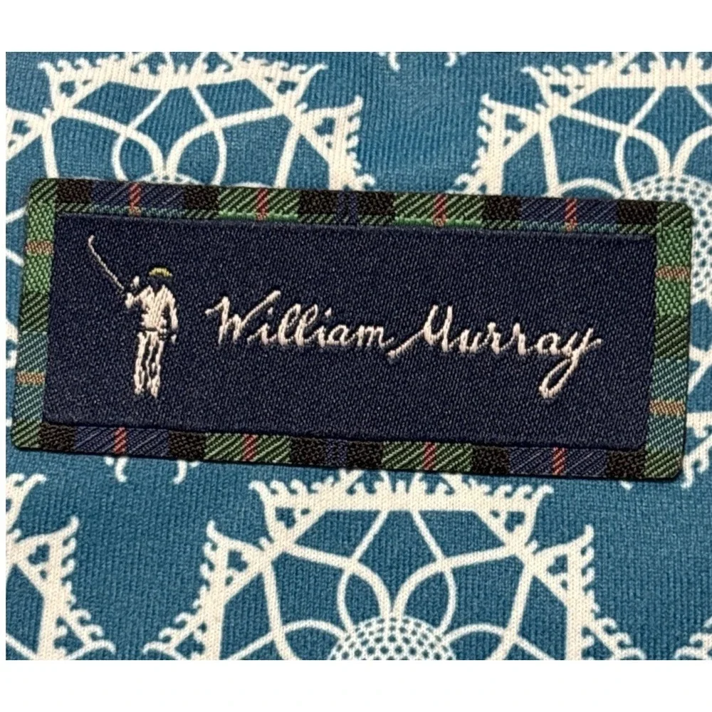 William Murray Performnce Golf Polo Men's‎ S Teal Blue Geometric Short Sleeve